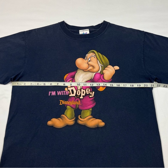 Vtg Disneyland Grumpy Dopey Mens T-Shirt Sz Medium 90s Y2K Boxy Fit Navy B5 - Picture 6 of 7